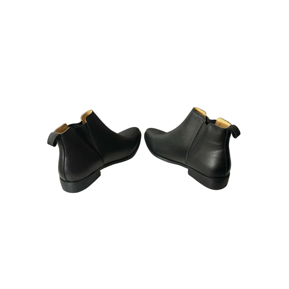 New Nisolo Eva Chelsea‎ Boots Women's Size 8 Black Leather Ankle Slip On Booties